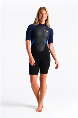 C-Skins Wetsuits CS- Element 3:2 Womens Shorti-BLACK-SLATE-AZURE BLUE-18 Noordzee Boardstore surfshop Scheveningen