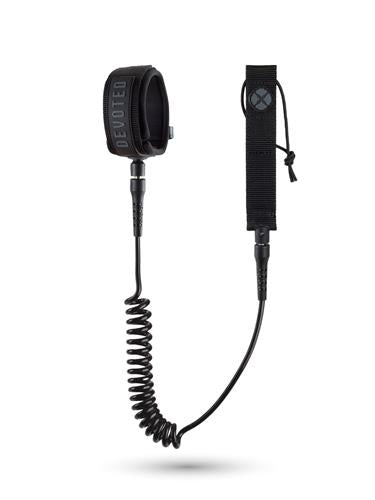 Devoted devoted core series 6ft ankle foil coil leash black-black black-black Noordzee Boardstore surfshop Scheveningen