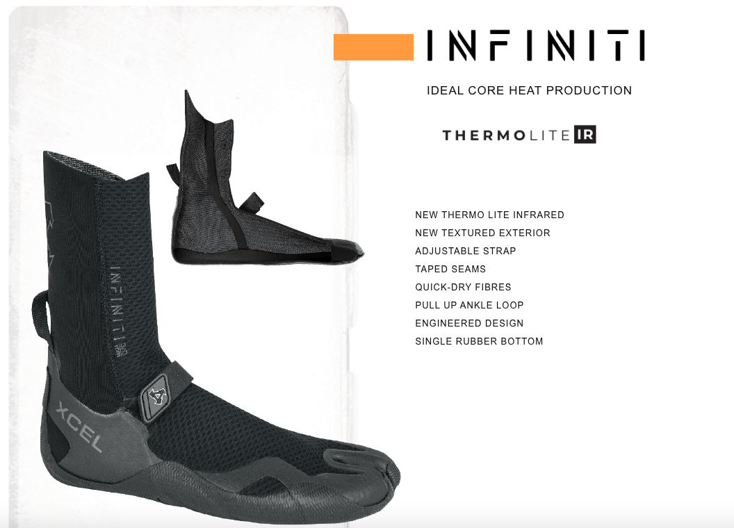 size chart xcel boots split toe 5mm Noordzee Surfshop Boardstore the netherlands