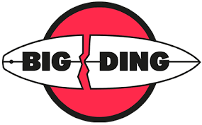 The Big Ding logo, for easy and sustainable surfboard repair kits, an essential from Noordzee Boardstore. Noordzee Boardstore surfshop Surfschool webshop surfboardrepairs Scheveningen