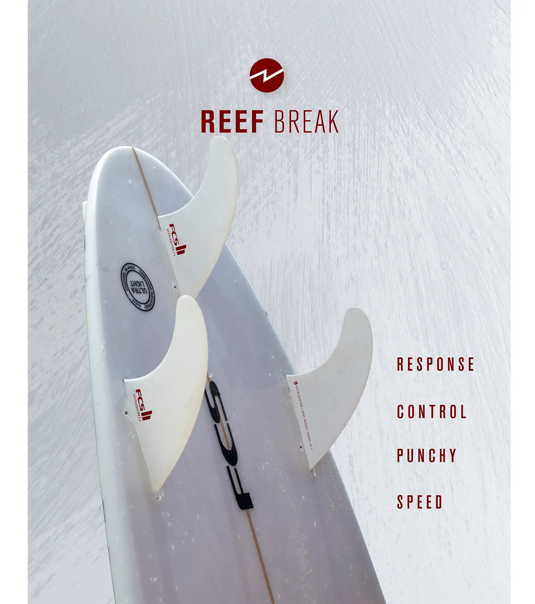 FCS II Accelerator Performance Core Thruster Fins - White Editions