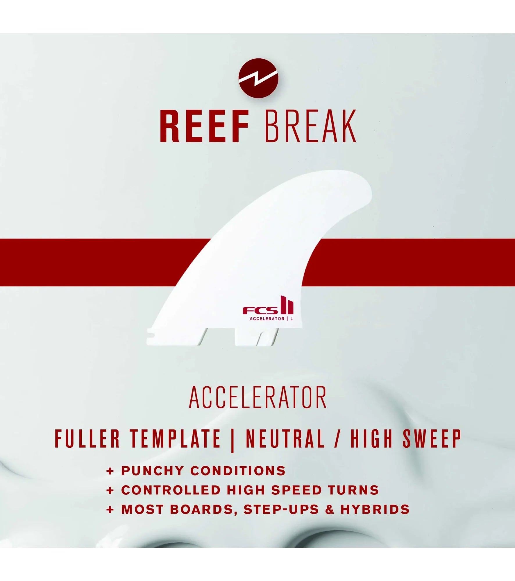 FCS II Accelerator Performance Core Thruster Fins - White Editions