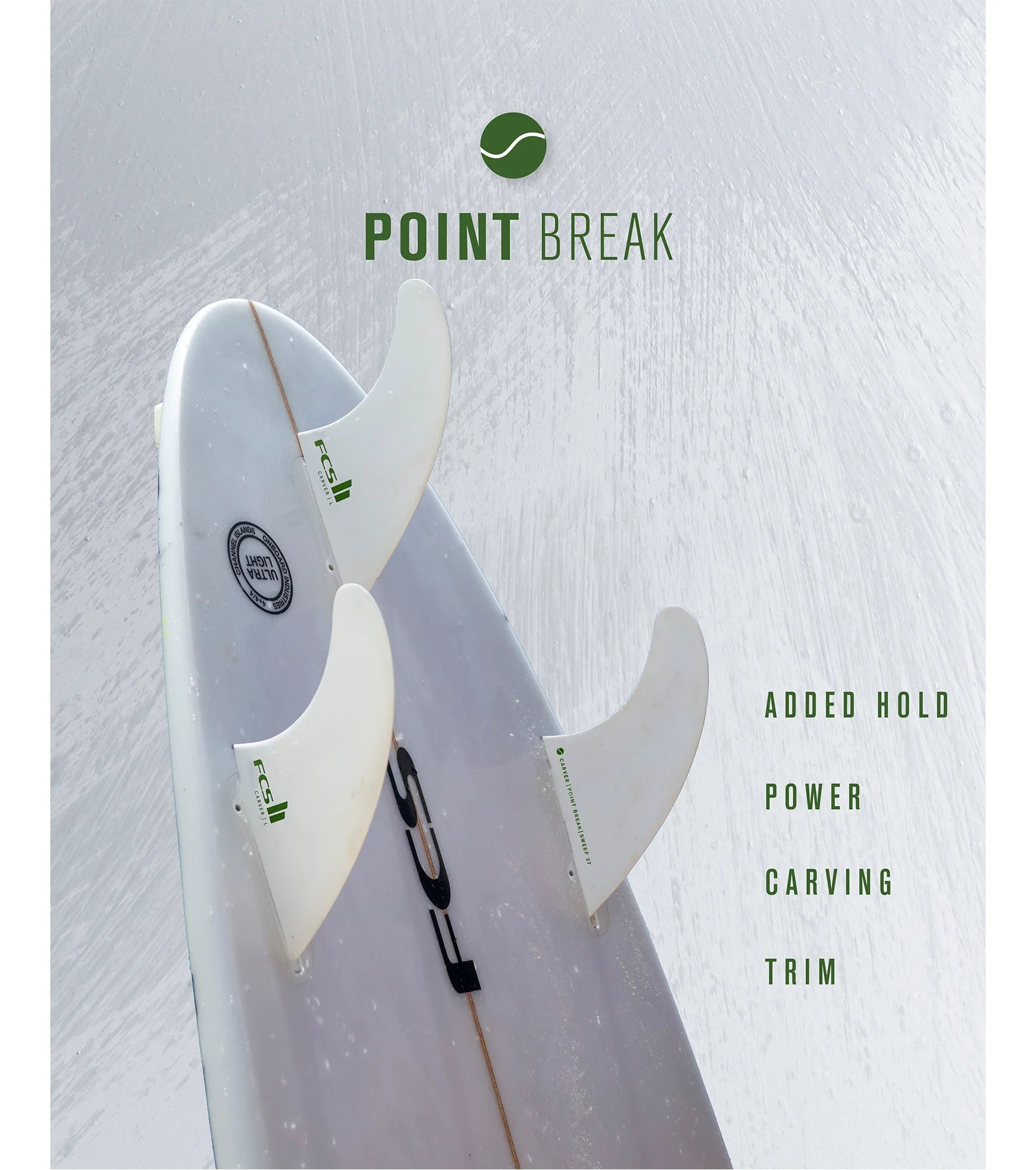 FCS II Carver Performance Core Thruster Fins - White Edition