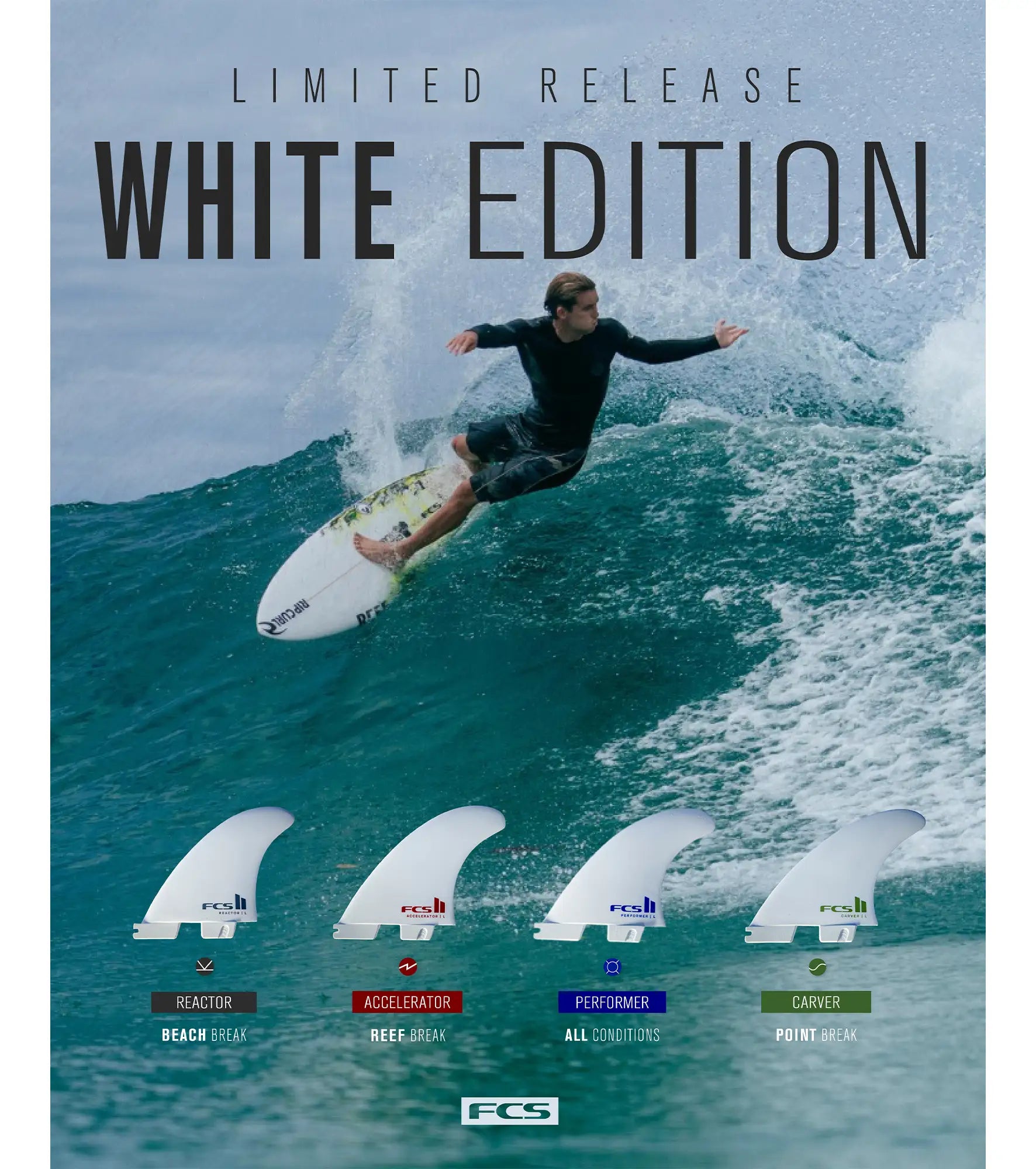 FCS II Reactor Performance Core Thruster Fins - White Edition