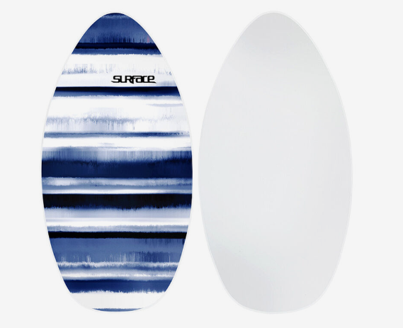Wave Rebel Skim board  Surface Blue and White 40" Inch streepjes zon surfen zee body surfen kinderen fun