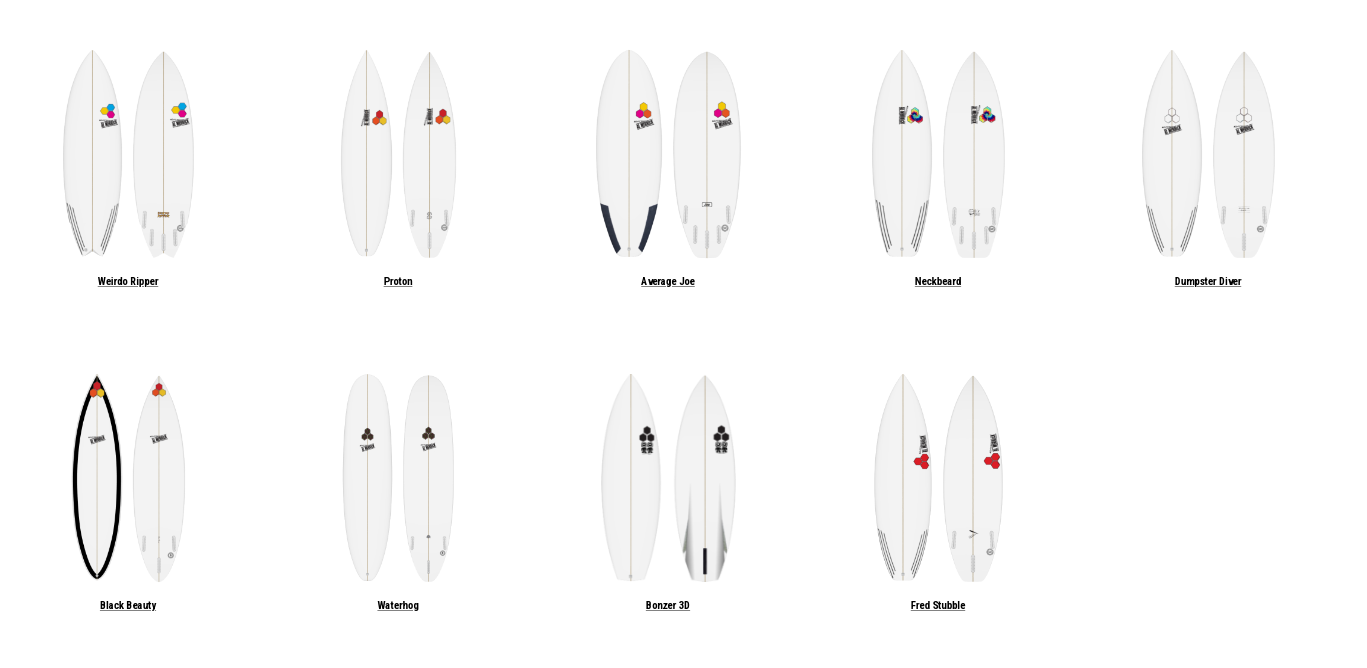 Noordzee Boardstore offers all models from Channel Islands surfboards Al merrick Britt Merrick Olatu Surfshop Order PU two happy happy everyday mid twin proton