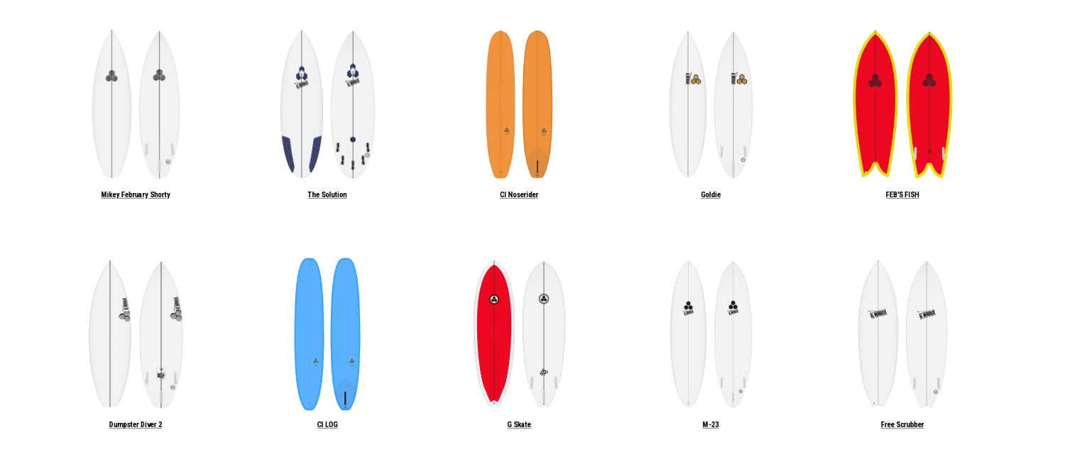 Noordzee Boardstore offers all models from Channel Islands surfboards Al merrick Britt Merrick Olatu Surfshop Order PU two happy happy everyday mid twin  feb short febish