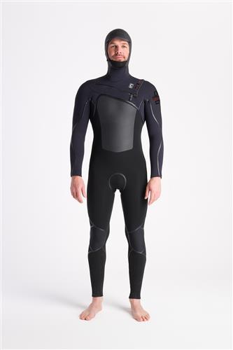 C-Skins Wetsuits  NuWave Wired+ 6:5 Mens LQS Hooded Steamer-BK-BX-RU-M BK-BX-RU Noordzee Boardstore surfshop Scheveningen