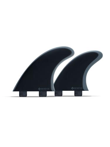 Devoted devoted CSF dual tab quad fibreglass fin set black black Noordzee Boardstore surfshop Scheveningen
